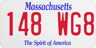 MA license plate 148WG8