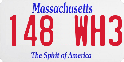 MA license plate 148WH3