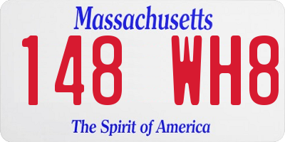 MA license plate 148WH8
