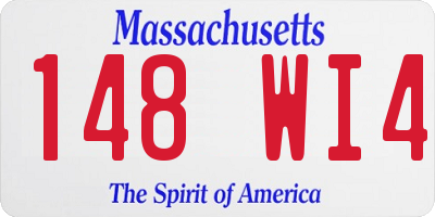 MA license plate 148WI4