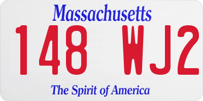 MA license plate 148WJ2