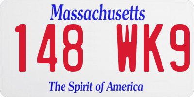 MA license plate 148WK9