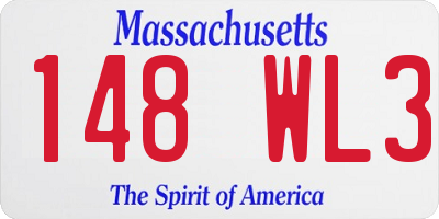MA license plate 148WL3