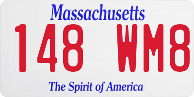 MA license plate 148WM8