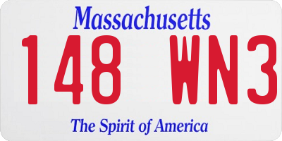 MA license plate 148WN3