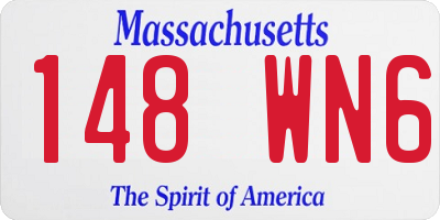 MA license plate 148WN6