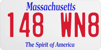 MA license plate 148WN8