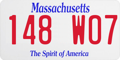MA license plate 148WO7