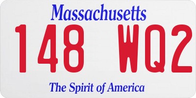 MA license plate 148WQ2
