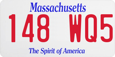 MA license plate 148WQ5