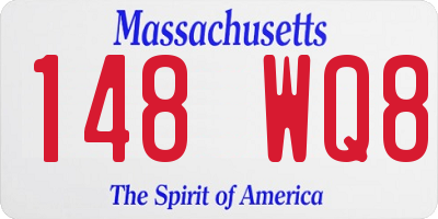 MA license plate 148WQ8