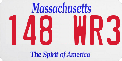 MA license plate 148WR3