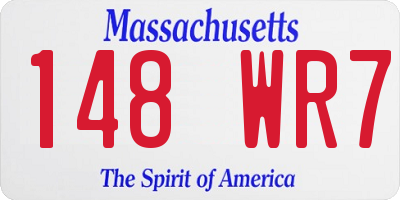 MA license plate 148WR7