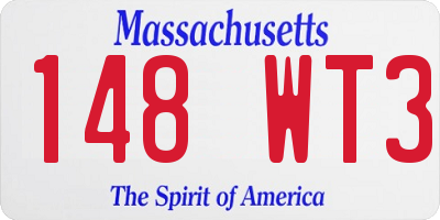 MA license plate 148WT3