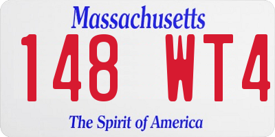 MA license plate 148WT4