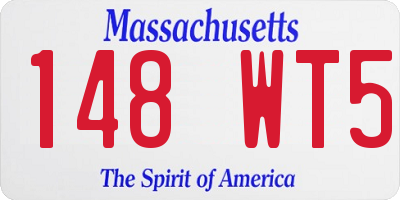 MA license plate 148WT5