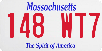 MA license plate 148WT7