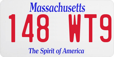 MA license plate 148WT9