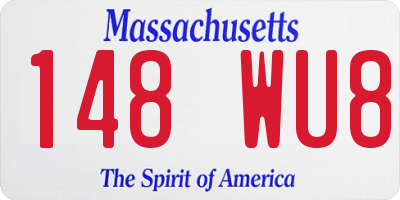 MA license plate 148WU8