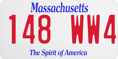 MA license plate 148WW4