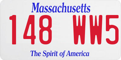 MA license plate 148WW5