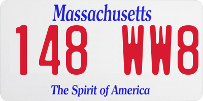 MA license plate 148WW8
