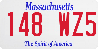 MA license plate 148WZ5