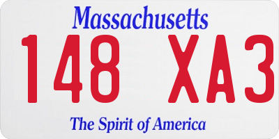 MA license plate 148XA3