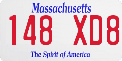 MA license plate 148XD8