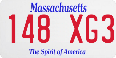 MA license plate 148XG3