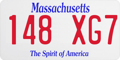 MA license plate 148XG7