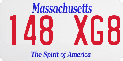 MA license plate 148XG8
