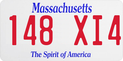 MA license plate 148XI4