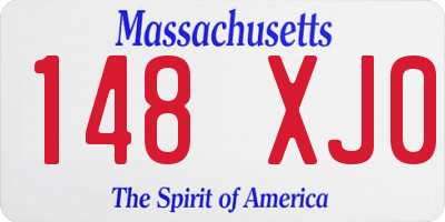 MA license plate 148XJ0