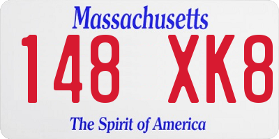 MA license plate 148XK8