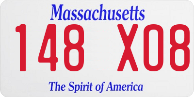 MA license plate 148XO8