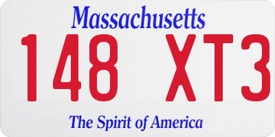 MA license plate 148XT3