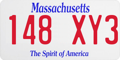 MA license plate 148XY3