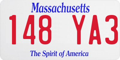 MA license plate 148YA3