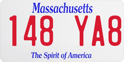 MA license plate 148YA8