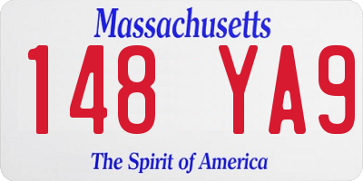 MA license plate 148YA9