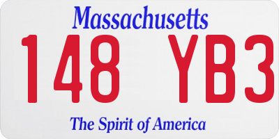 MA license plate 148YB3