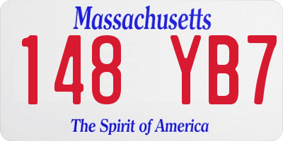 MA license plate 148YB7