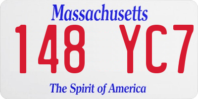 MA license plate 148YC7