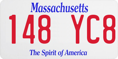 MA license plate 148YC8