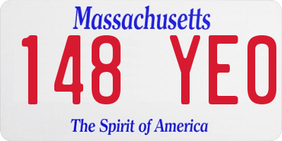MA license plate 148YE0