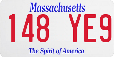 MA license plate 148YE9