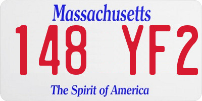 MA license plate 148YF2