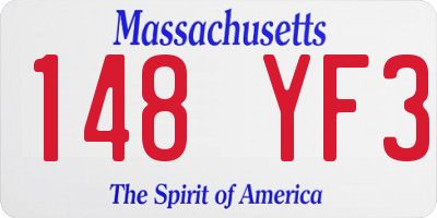 MA license plate 148YF3