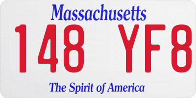 MA license plate 148YF8